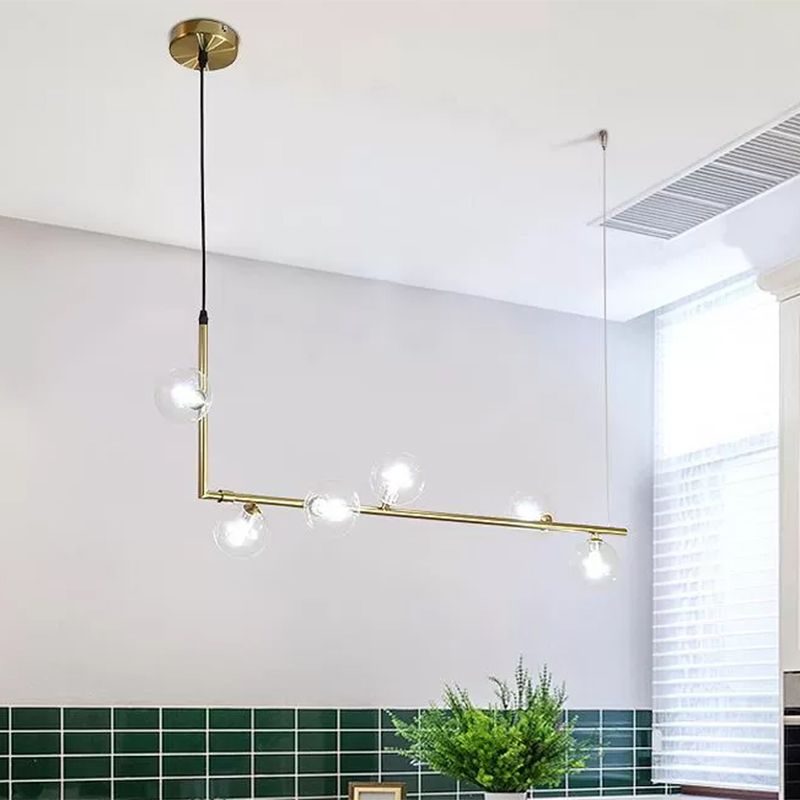 Valentina Minimalist Linear Pendant Light, Black & Gold, 6/8 Heads - Neutral Decor