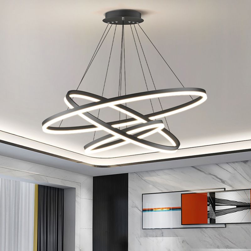 Arisha 3-Rings Black Black Modern Pendant Light - Neutral Decor