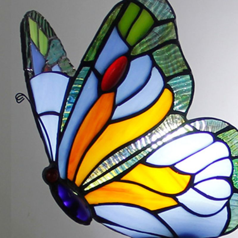 Arisha Artistic Butterfly Metal/Glass Lamps Wall, Red/Blue/Multi-Color/Light Blue - Neutral Decor