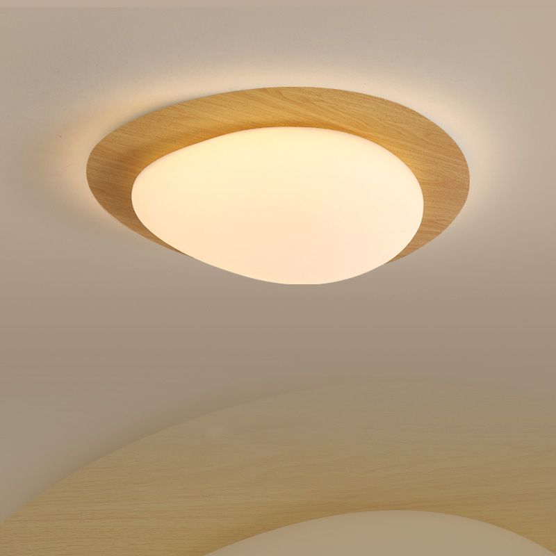 Arisha Flush Mount Ceiling Light Modern, Metal, Walnut/Natural - Neutral Decor