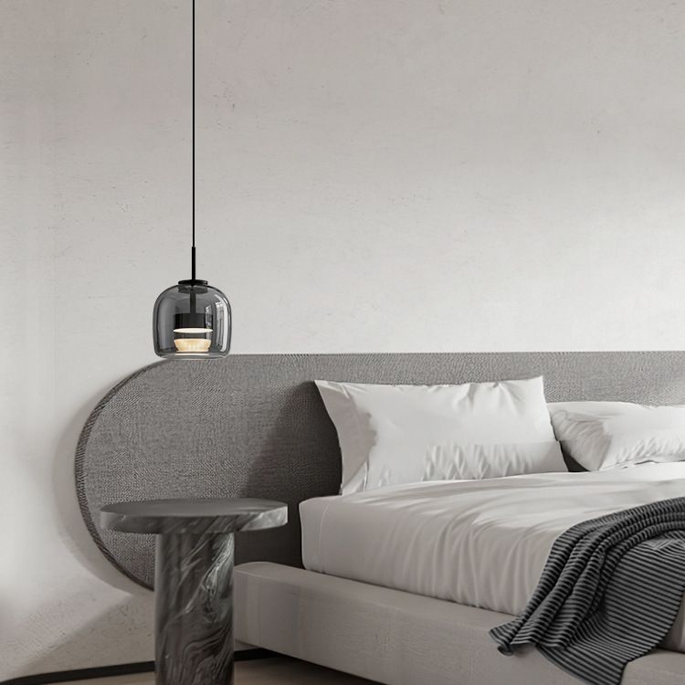 June Minimalist Pendant Light Glass Smoke Gray - Neutral Decor