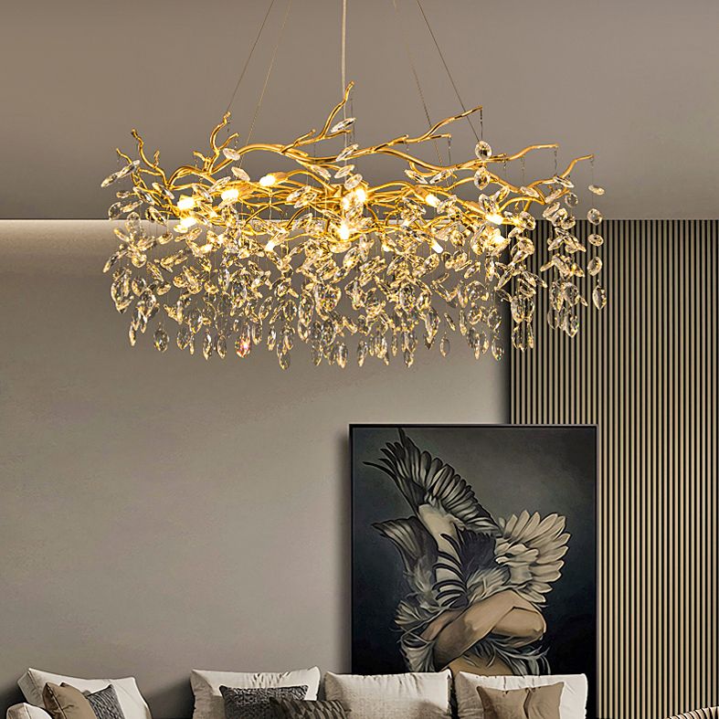 Kristy Contemporary Gold Glass Crystal Chandelier - Neutral Decor