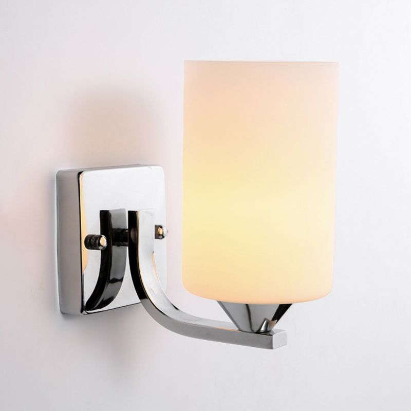 Tiffany Minimalism Cylindrical Metal Glass Art Vanity Wall Lamp, Black/Chrome - Neutral Decor