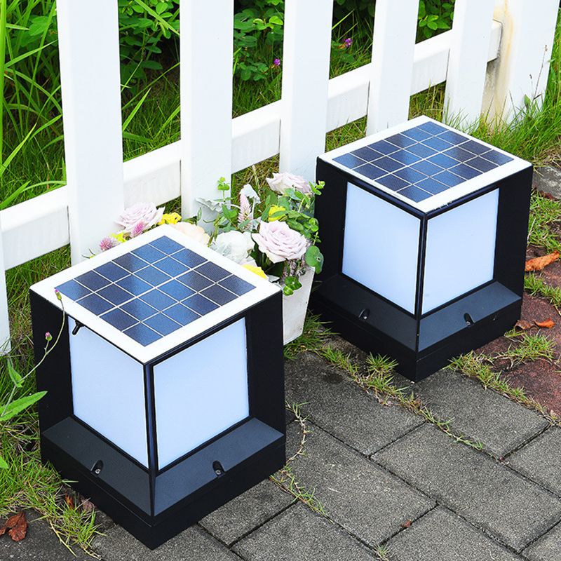 Ray Modern Simple Rectangle Metal Outdoor Floor Lamp, Black - Neutral Decor