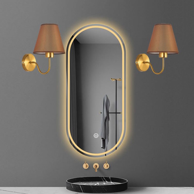 Tiffany Nordic Fabric Metal Vanity Wall Lamp, Black/White/Coffee/Flaxen - Neutral Decor