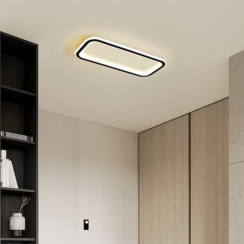 Arisha Minimalist Flush Mount Black Frame Rectangular Ceiling Light - Neutral Decor