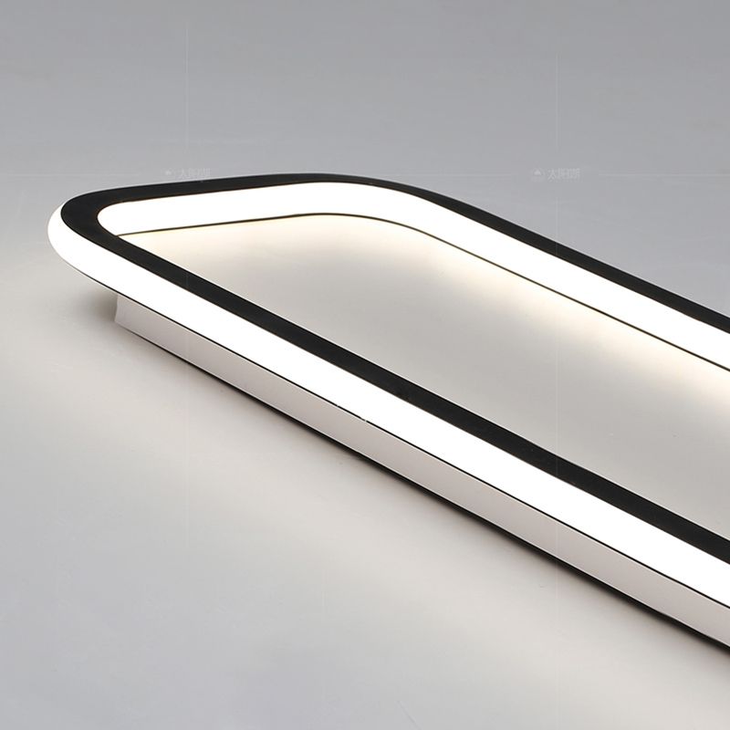 Arisha Minimalist Flush Mount Black Frame Rectangular Ceiling Light - Neutral Decor