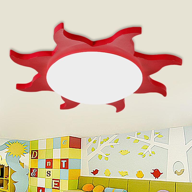 Aria Modern Sun Round Flush Mount Ceiling Light, Red/Yellow/Blue/Green, Bedroom - Neutral Decor