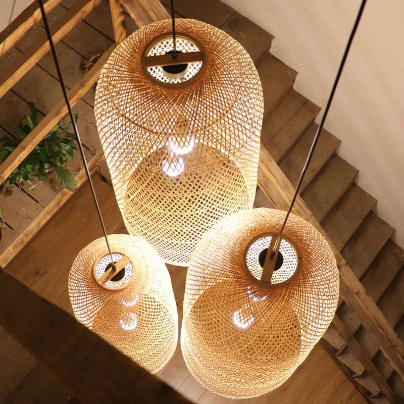Ritta Natural Handmade Bamboo Led Pendant Light, Bedroom - Neutral Decor