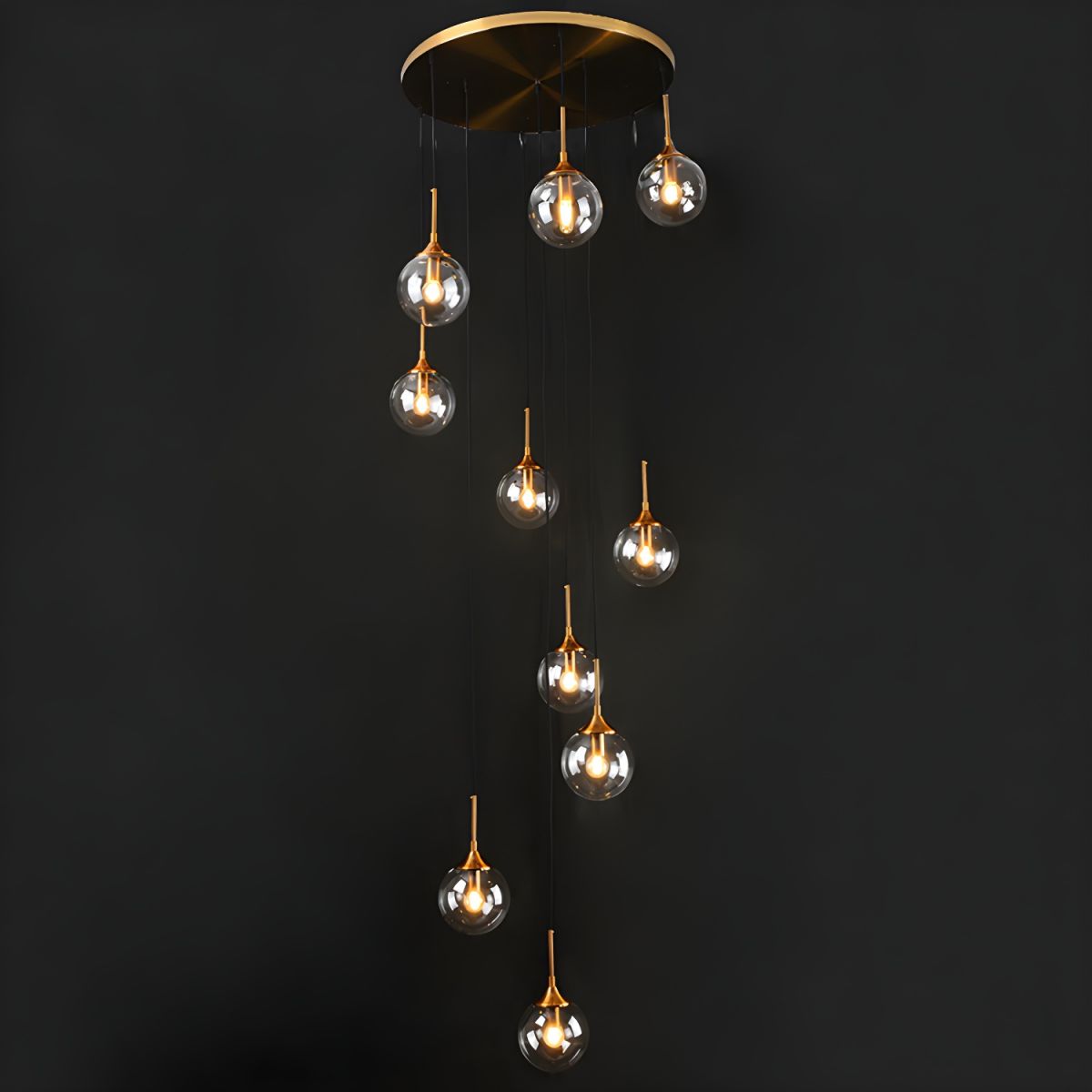 Valentina Modern Spiral Ball Glass Staircase Chandelier