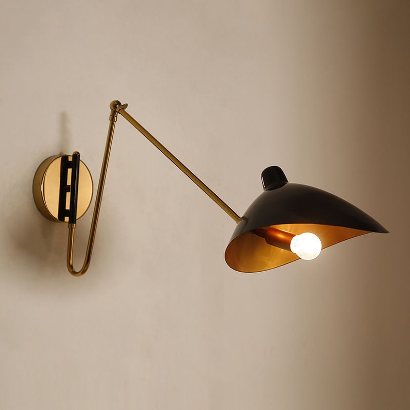 Epoch Industrial Swing Arm Vanity Wall Lamp, Black/Gold - Neutral Decor