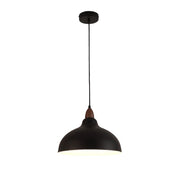 Valentina Modern Bowl-shaped Metal Pendant Light, Black/White - Neutral Decor