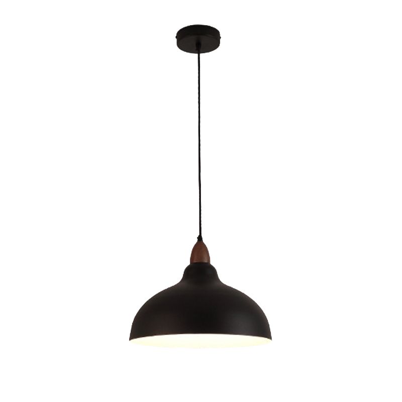 Valentina Modern Bowl-shaped Metal Pendant Light, Black/White - Neutral Decor