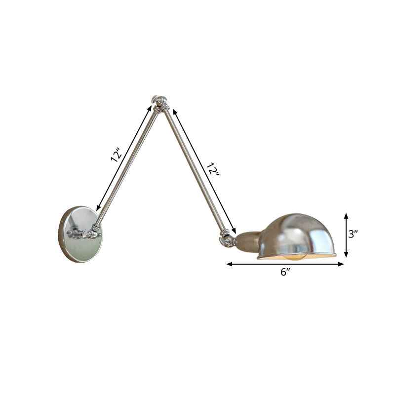 Epoch Wall Lamp Dome Minimalist, Adjustable Metal, Silver, Bedroom - Neutral Decor