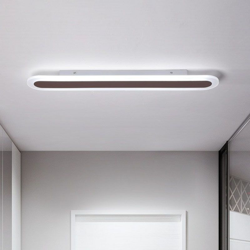 Arisha Minimalist Oval Linear Flush Mount Ceiling Light, White/Coffee - Neutral Decor