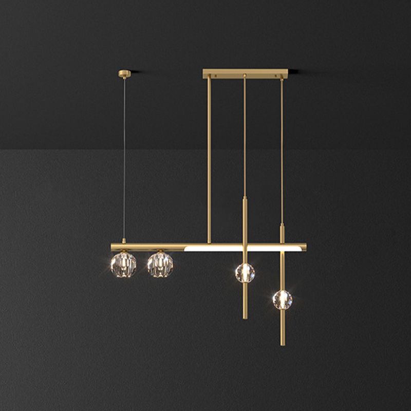 Kristy Metal & Crystal Pendant Light, Gold - Neutral Decor