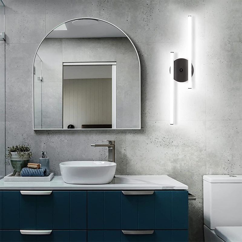 Arisha Modern Bi-Linear LED Vanity Wall Lamp, Black/Silver - Neutral Decor