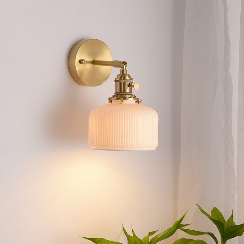 Arisha Vintage Column Ceramic Vanity Light, White, Bedroom - Neutral Decor