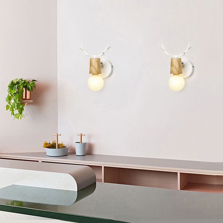 Muto Modern Antler Wood/Glass Wall Lamp, Bedroom/Bathroom - Neutral Decor
