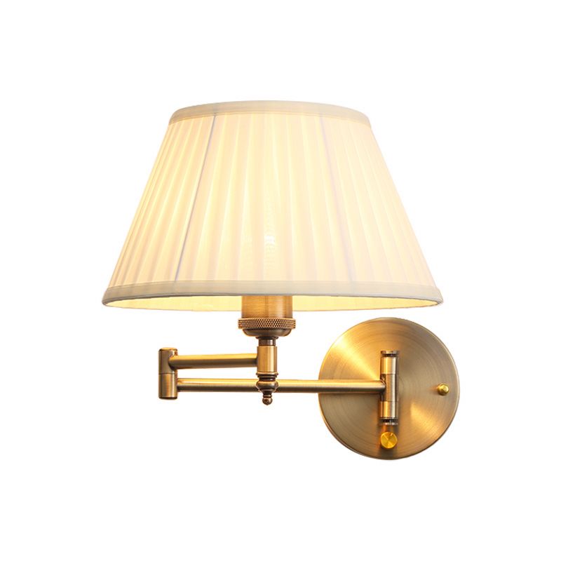 Arisha Wall Lamp Vintage, Pleated Fabric Adjustable, White/Beige, Bedroom - Neutral Decor
