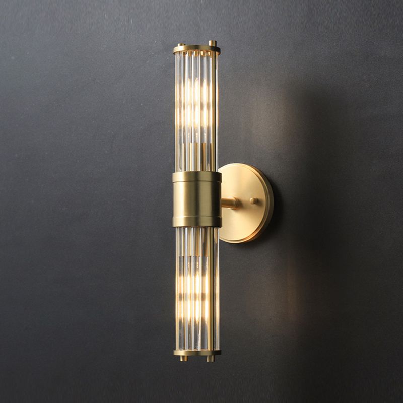 Kristy American Cylindrical Elegant Gold Glass/Metal Vanity Wall Lamp - Neutral Decor