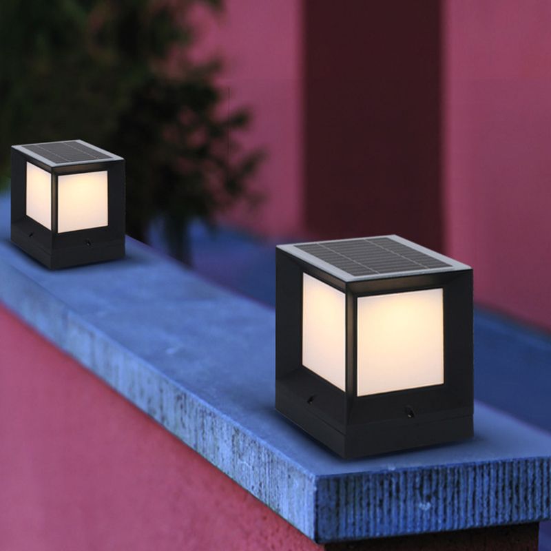 Ray Modern Simple Rectangle Metal Outdoor Floor Lamp, Black - Neutral Decor