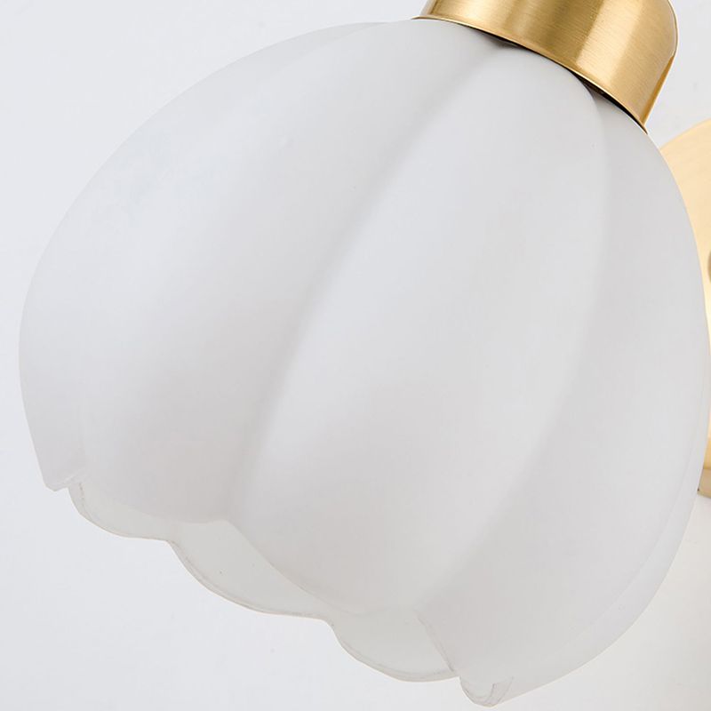Valentina Nordic Flower Vanity Glass Metal Wall Lamp, Gold/Ivory - Neutral Decor