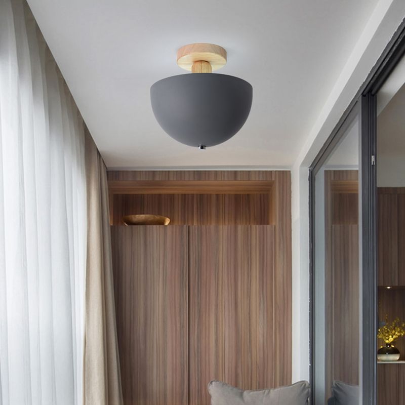 Muto Modern LED Wood Dome Ceiling Light - Neutral Decor