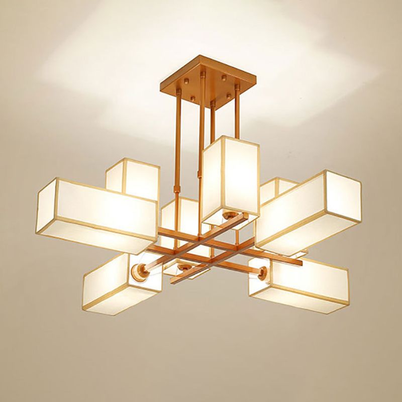 Arisha Pendant Light Square Retro, Metal/Fabric, Black/Gold, Living Room - Neutral Decor