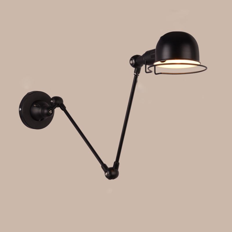 Epoch Wall Lamp Dome Modern, Metal Arm Adjustable, Black/White, Bedroom - Neutral Decor