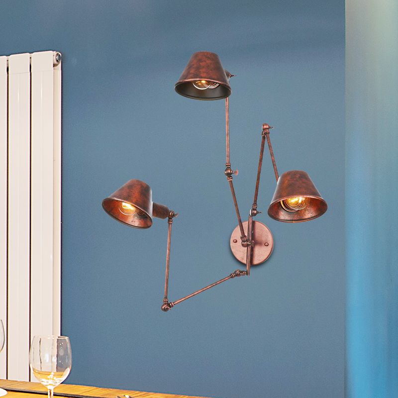Epoch Vintage Adjustable Metal Wall Lamp, Black/Rust, Bedroom - Neutral Decor