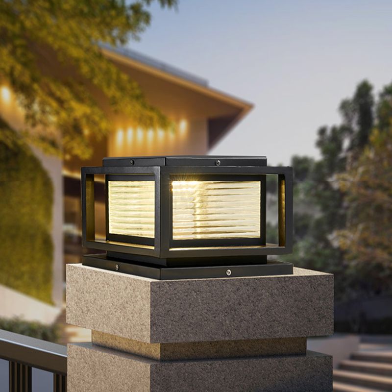 Ray Contemporary LED Rectangular Metal Outdoor Lamps, Black - Neutral Decor