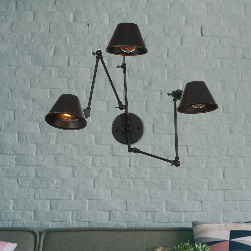 Epoch Vintage Adjustable Metal Wall Lamp, Black/Rust, Bedroom - Neutral Decor