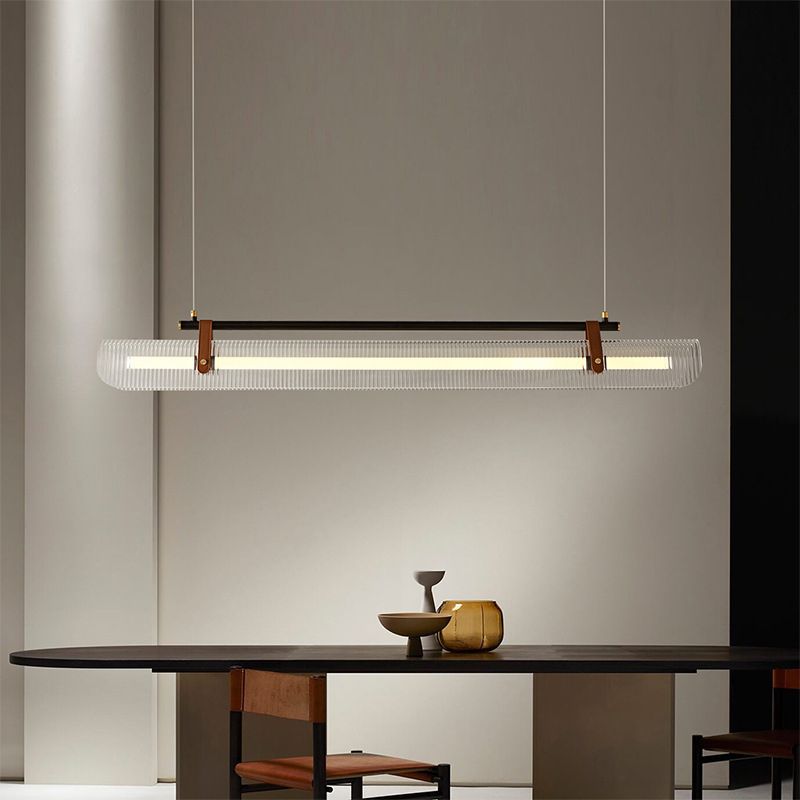 Arisha Pendant Light Linear Modern, Acrylic/Metal, Black/Gold, Study - Neutral Decor