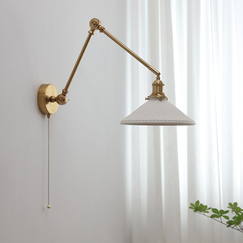 Arisha Wall Lamp Modern Drum Ceramics Metal Adjustable, White - Neutral Decor