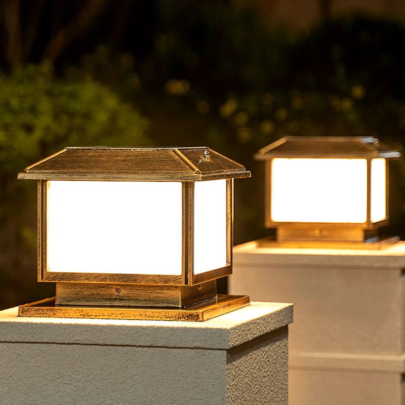 Ray Vintage Rectangle Metal Outdoor Solar Lamps, Black/Bronze - Neutral Decor