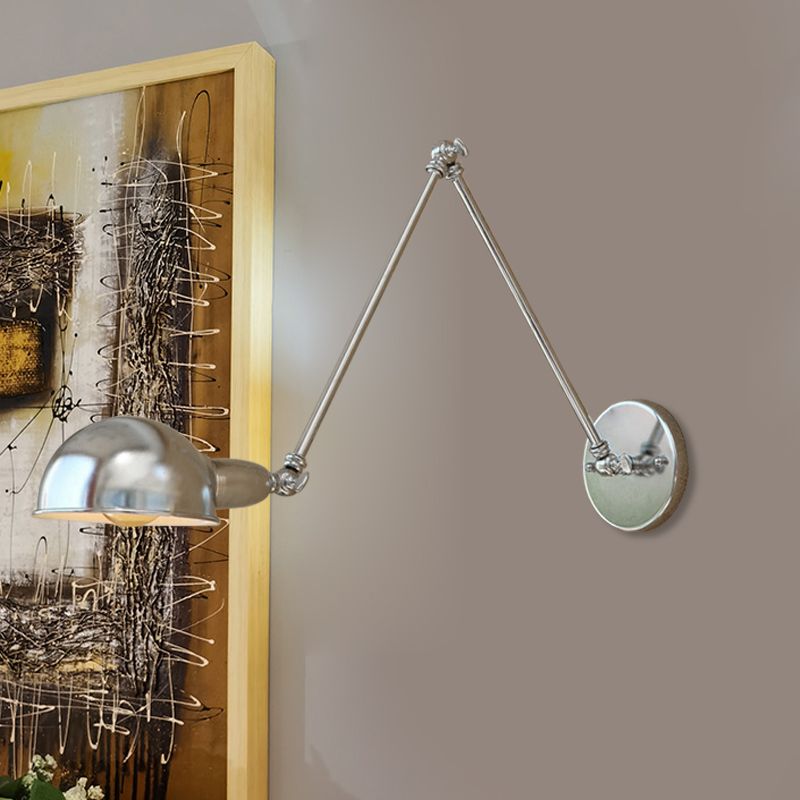 Epoch Wall Lamp Dome Minimalist, Adjustable Metal, Silver, Bedroom - Neutral Decor
