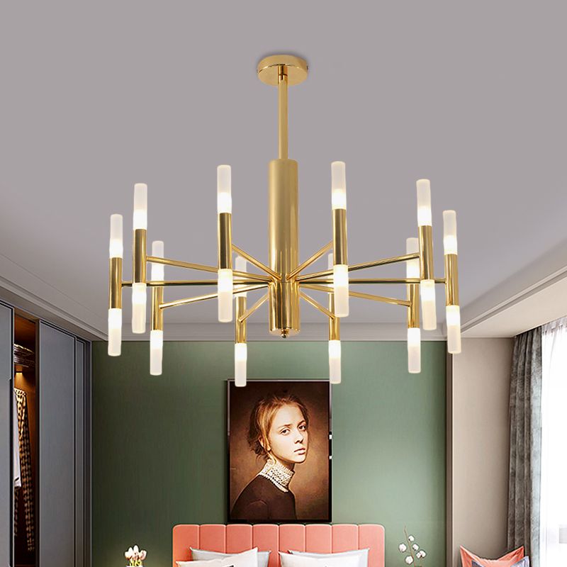 Kristy Modern Cylindrical Metal Chandelier, Gold - Neutral Decor