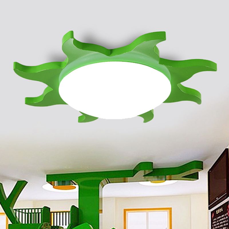 Aria Modern Sun Round Flush Mount Ceiling Light, Red/Yellow/Blue/Green, Bedroom - Neutral Decor