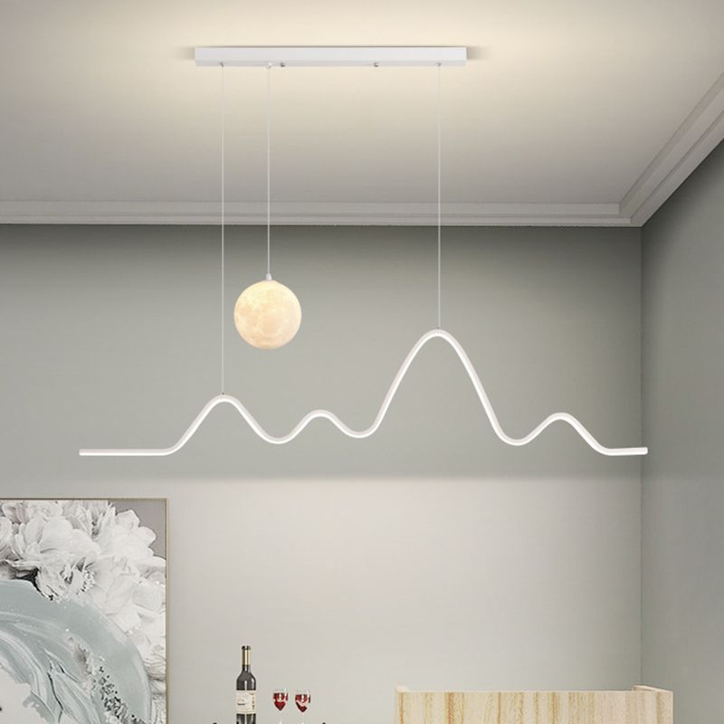 Arisha Minimalist Wavy Metal Pendant Light, Black/White/Gold - Neutral Decor
