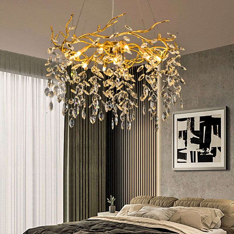 Kristy Contemporary Gold Glass Crystal Chandelier - Neutral Decor