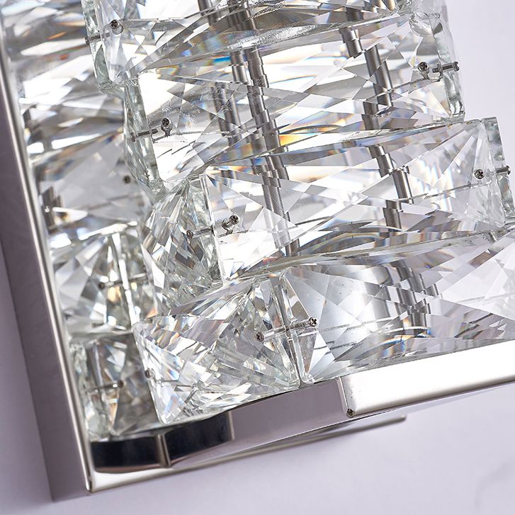 Kristy Modern Rectangular Vanity Metal Crystal LED Wall Lamp - Neutral Decor