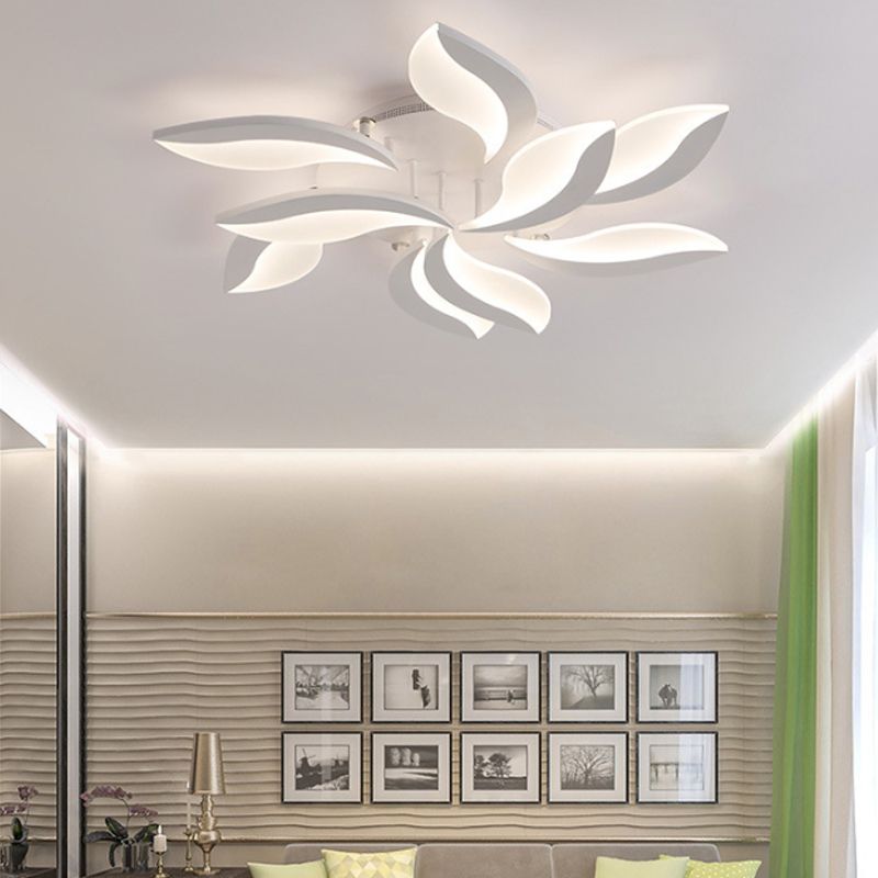 Arisha Minimalist Art Deco Flower Flush Mount Ceiling Light, White, Living Room - Neutral Decor