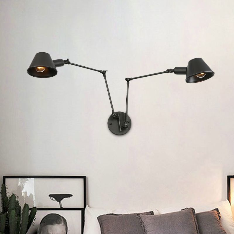 Epoch Vintage Adjustable Metal Wall Lamp, Black/Rust, Bedroom - Neutral Decor