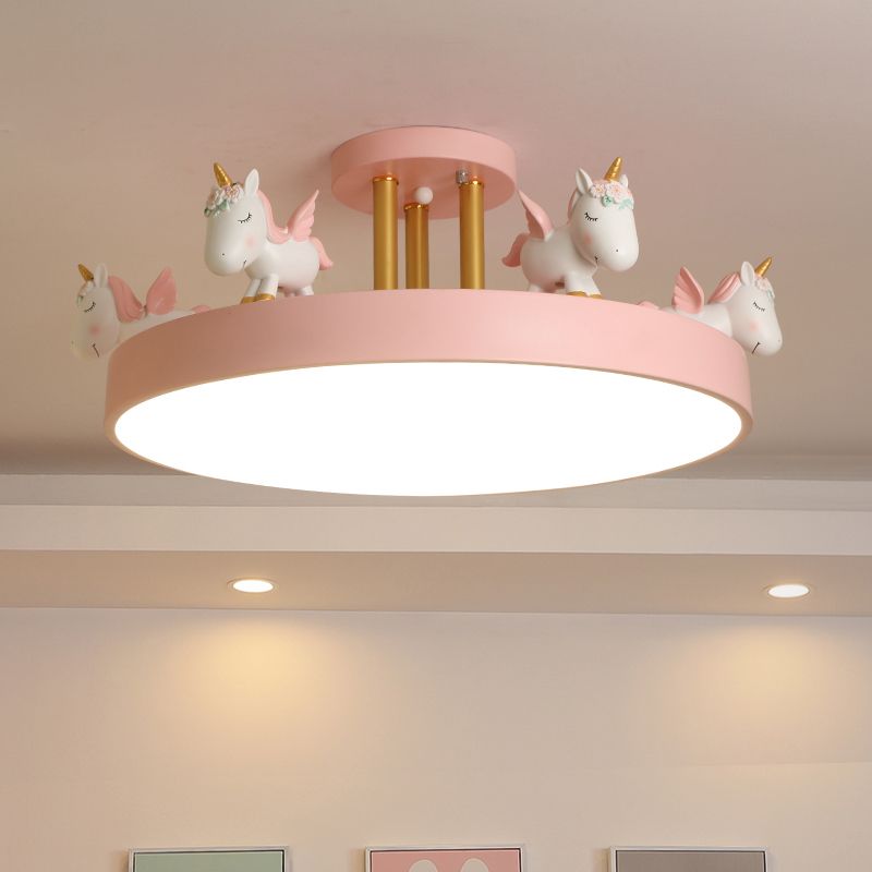 Arisha Modern Round Unicorn Semi-Flush Mount Ceiling Light - Neutral Decor