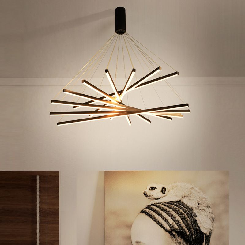 Arisha Minimalist Linear Metal Pendant Light, Living Room, Black - Neutral Decor