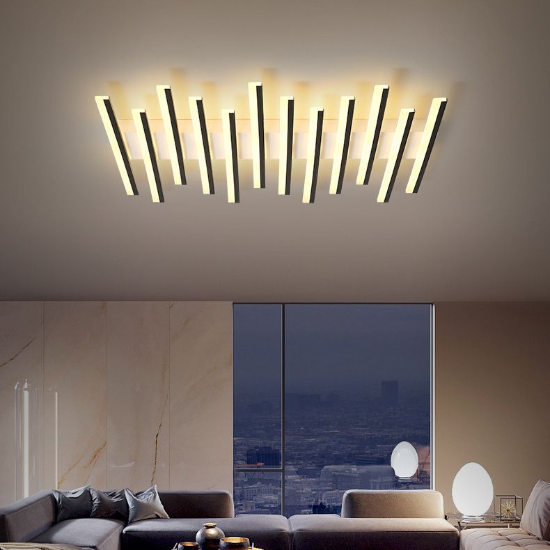 Arisha Flush Mount Ceiling Light Linear Modern,Wave Black, Living Room - Neutral Decor