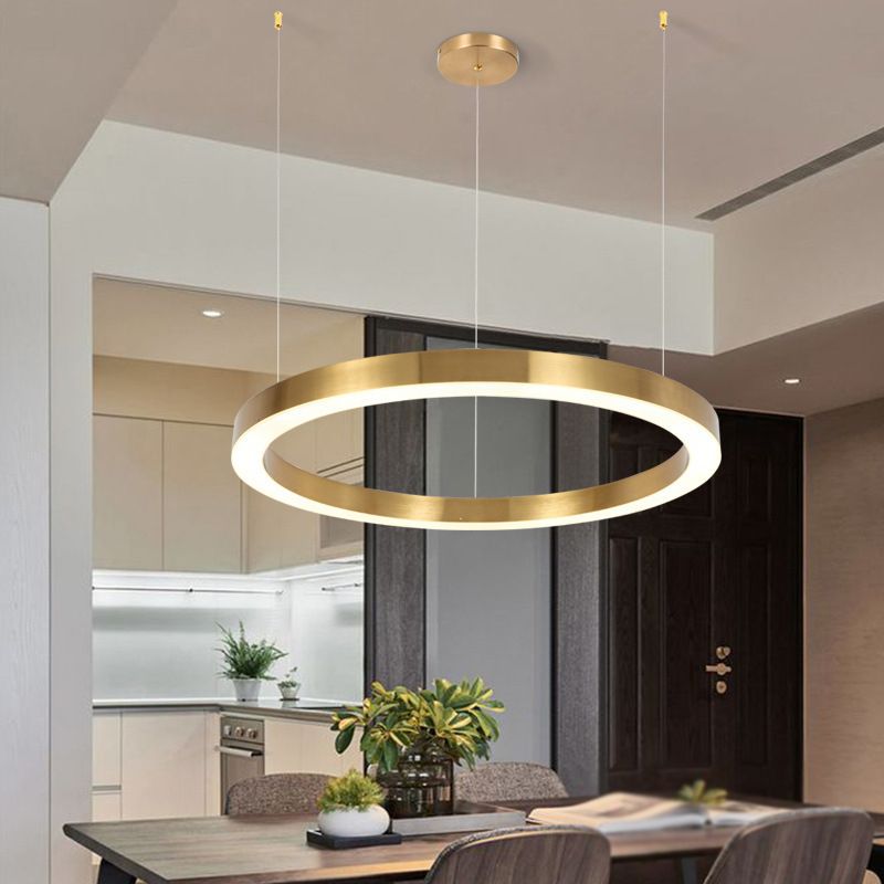 Arisha Modern Ring Metal Pendant Light, Gold - Neutral Decor