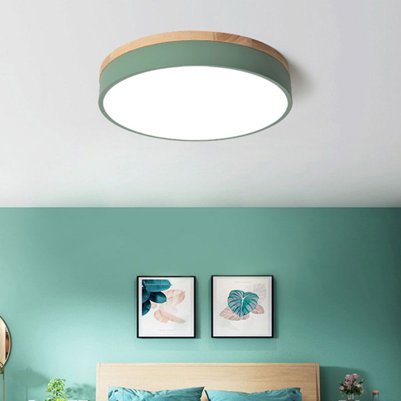 Aria Nordic LED Round Flush Mount Ceiling Light Wood Color - Neutral Decor