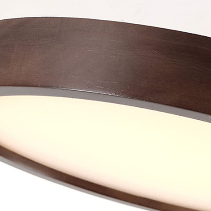 Muto Modern Geometric Walnut LED Flush Mount Ceiling Light - Neutral Decor